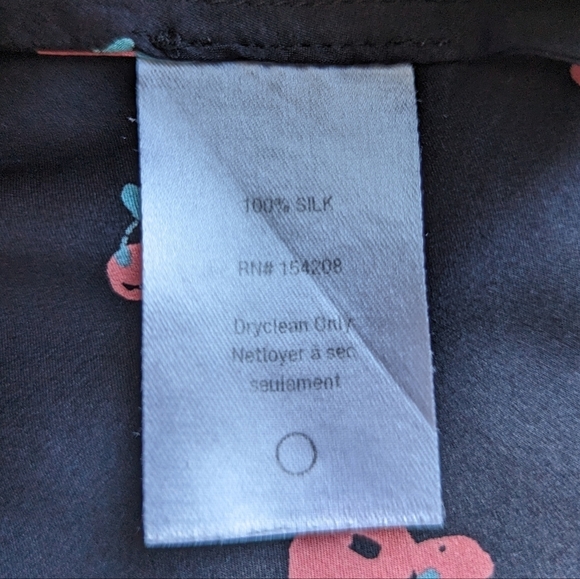 HVN Nora Mini Slip Dress Black Cherry Print Spaghetti Strap Silk - sz 6 REPAIRED - Picture 7 of 10